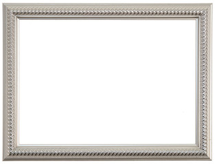 Silver photo frame highlighted on a white background