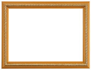 .Golden photo frame highlighted on a white background