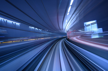 Fototapeta na wymiar abstract motion blurred long exposure train, Futuristic background.