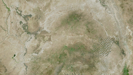 Bakool, Somalia - outlined. Satellite