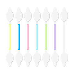 Colored cotton baby buds icon set isolated on white background.