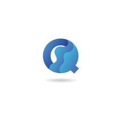 initial q with water logo design vector template