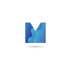 initial m with water logo design vector template