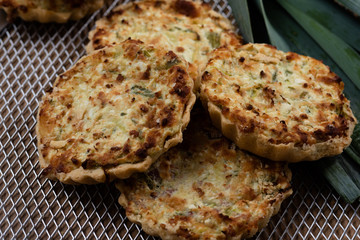 Cheese and garlic quiche of different flavors. Brazilian snack.