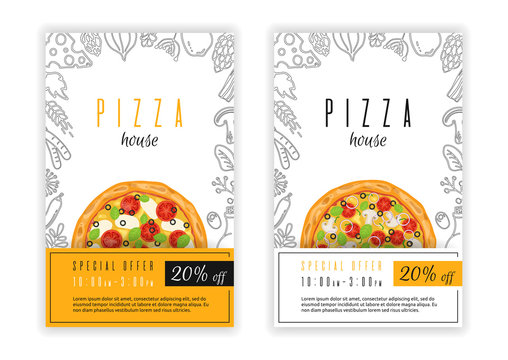 Pizza shop flyer, banner or poster template