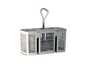 Cutlery basket for dishwasher on a white background