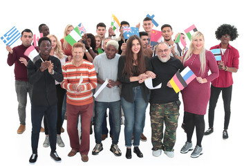 International group of people isolated over white background