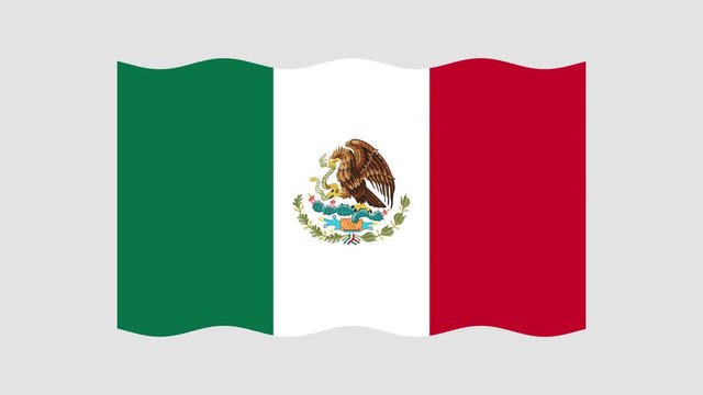 Animated icon of the flag of Mexico. Alpha channel is gray. Flat style. Looped video footage. 4K. HD