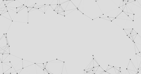 Abstract illustration on white gray background transform with flickering light on dots line triangle pattern present future innovation technology digital network  communication connection concept