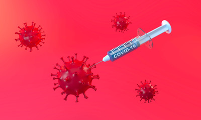 concept for the cure against the covid-19 virus, vaccine for corona virus world pandemic, 3d illustration