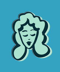 Theater wig. Actress logo. Beautiful woman.