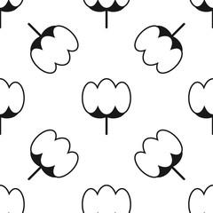 Cotton icon isolated seamless pattern on white background. Cotton flowers icon seamless pattern. Vector
