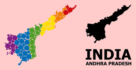 Obraz premium Rainbow Pattern Map of Andhra Pradesh State for LGBT
