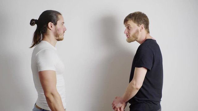 Two guy are quarreling, on a white background