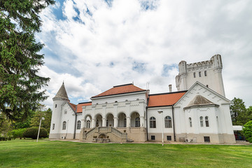 Fototapeta na wymiar Becej, Serbia - May 25, 2020: Fantast Castle in Becej, old castle of tradiotinal Dundjerski family, Serbia.