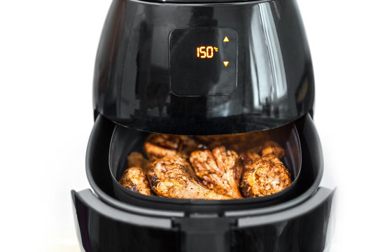 Air fryer, healthy cooking without oil, kitchen fryer on white background