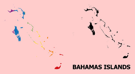 Spectrum Collage Map of Bahamas Islands for LGBT