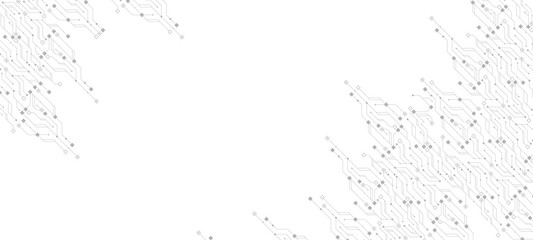 Technology circuit board texture background. Abstract circuit board banner wallpaper. Digital data industry. Engineering electronic motherboard. Wave flow , vector illustration.