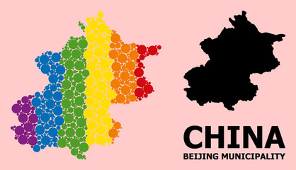 Rainbow Collage Map of Beijing Municipality for LGBT