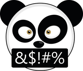 Vector illustration of a panda's face, angry and insulting

