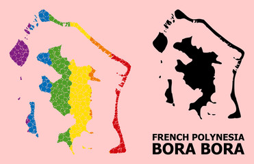 Rainbow Pattern Map of Bora-Bora for LGBT - obrazy, fototapety, plakaty