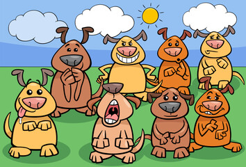 funny dogs cartoon characters group