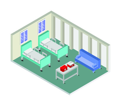 Isometric Hospital Room