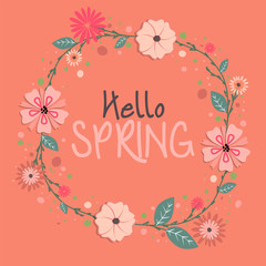 Fototapeta na wymiar Spring Season Banner with Flowers and Spring Colors
