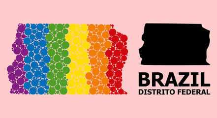 Rainbow Collage Map of Brazil - Distrito Federal for LGBT
