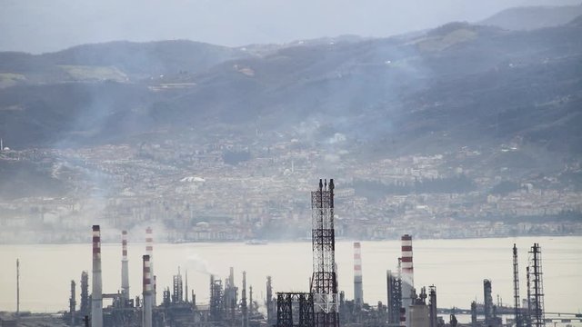 Turkey - May 27, 2020 :Tupras Izmit petroleum refinery. Tupras is Turkey's largest oil refinery.