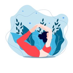 Home sports. Yoga. Vector illustration in a flat style