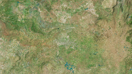 Gauteng, South Africa - outlined. Satellite