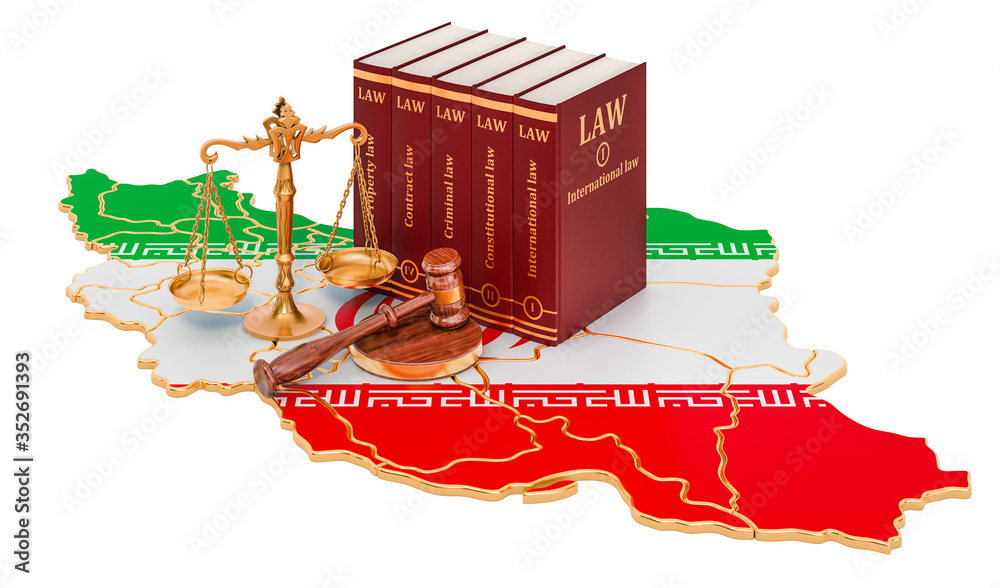 Wall mural Law and justice in Iran concept, 3D rendering