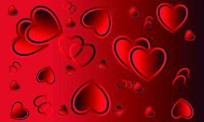 Wallpaper with various red hearts