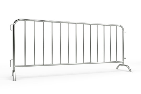 Metal Crowd Barrier Isolated. 3D rendering