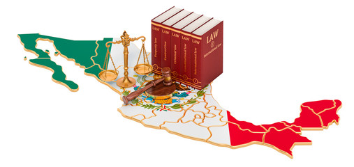 Law and justice in Mexico concept, 3D rendering