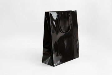 black glossy luxury shopping bag