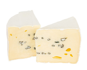 White mould cheese isolated on white background with clipping path