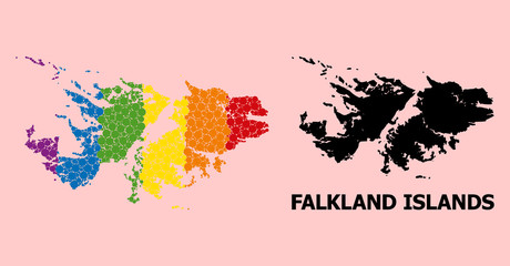 Spectrum Collage Map of Falkland Islands for LGBT