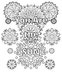 Vector coloring book for adults with inspiring quote and mandala flowers in the zentangle style with editable line - 352693742