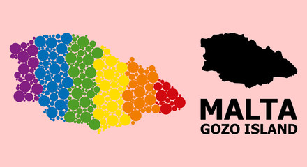 Obraz premium Rainbow Mosaic Map of Gozo Island for LGBT