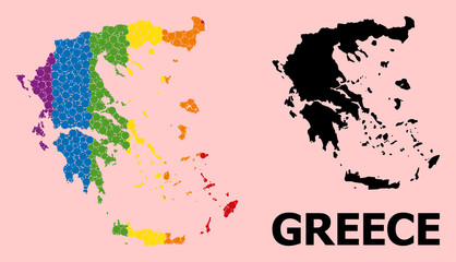 Spectrum Collage Map of Greece for LGBT
