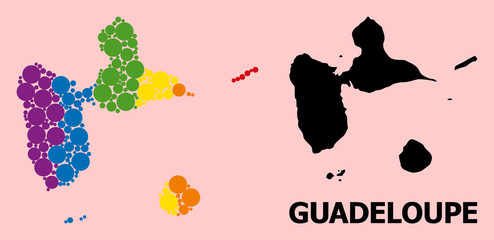 Rainbow Pattern Map of Guadeloupe for LGBT
