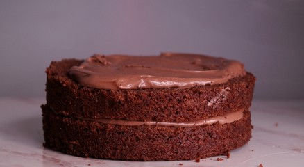 cake overflowing chocolate for a snack