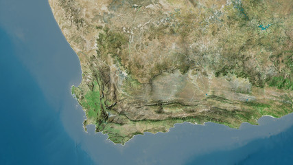 Fototapeta premium Western Cape, South Africa - outlined. Satellite