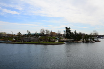 Fototapeta premium One Island in Thousand Islands Region in fall of New York State, USA