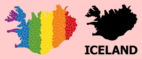 Rainbow Mosaic Map of Iceland for LGBT