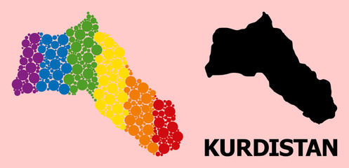 Spectrum Collage Map of Kurdistan for LGBT