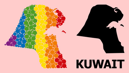 Spectrum Collage Map of Kuwait for LGBT