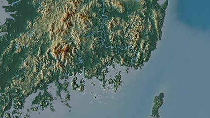 Gyeongsangnam-do, South Korea - outlined. Relief